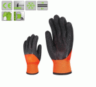 Bélelt PVC fluo narancs védőkesztyű, 25 cm, fekete Coral típusú érdesítés a tenyéren